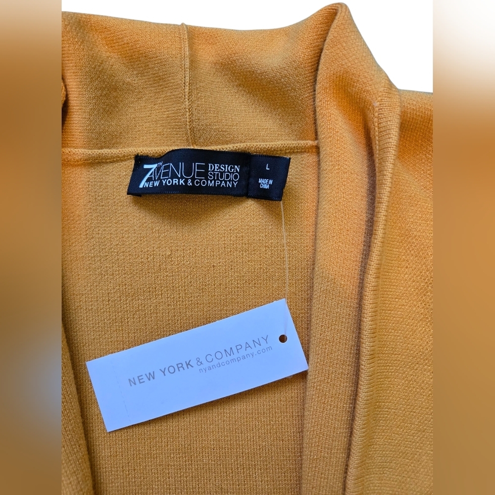 NWT New York & Company Mustard Draped Sweater - Picture 6 of 8
